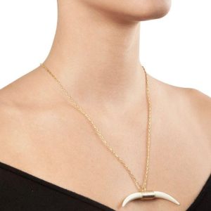 Colar Dens Osso Metal Banhado a Ouro