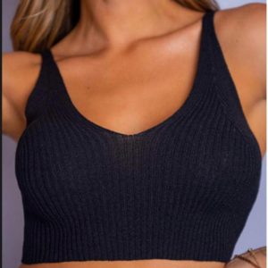 Top Cropped Tricot Resort Preto